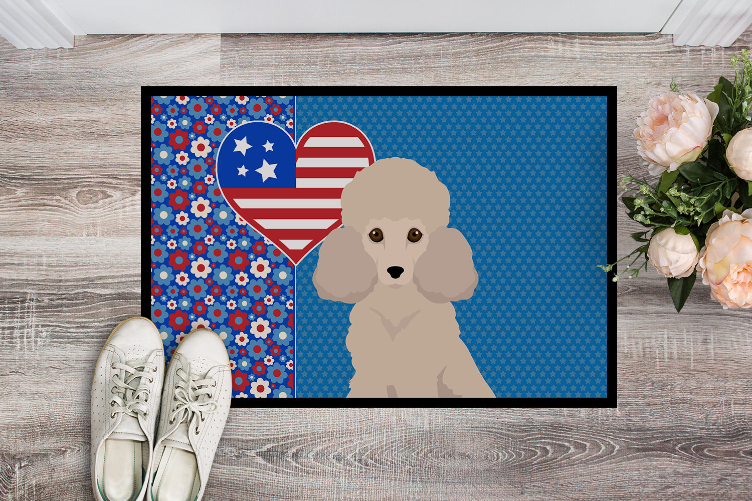 Toy Cream Poodle USA American Indoor or Outdoor Mat 24x36 - the-store.com