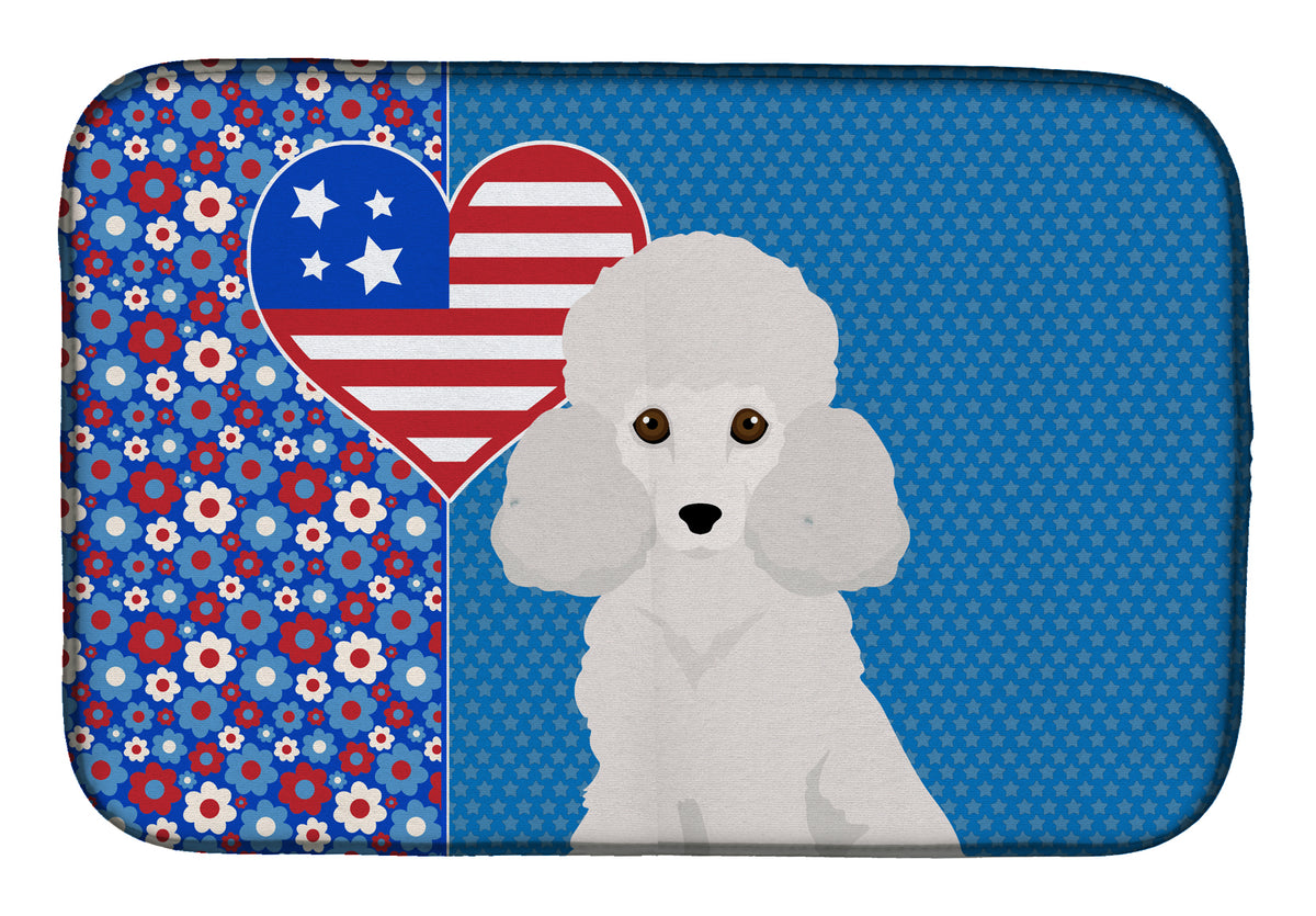 Toy White Poodle USA American Dish Drying Mat