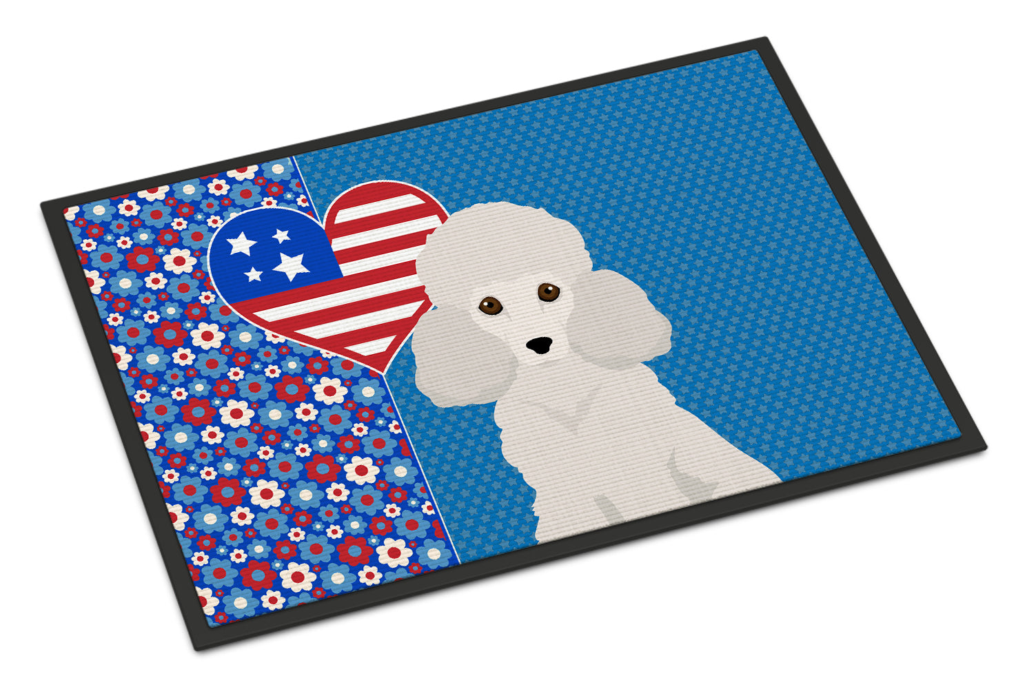 Buy this Toy White Poodle USA American Indoor or Outdoor Mat 24x36