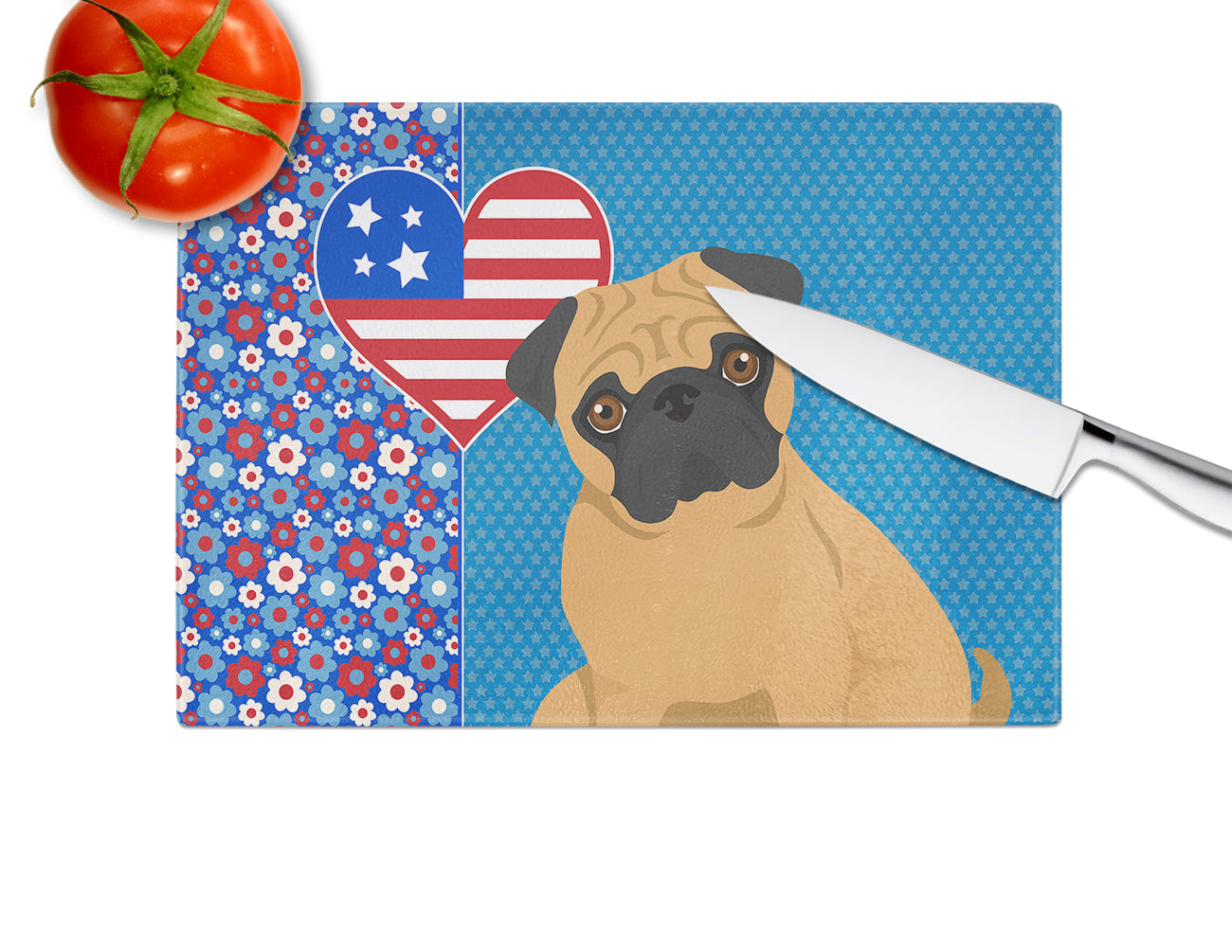 Apricot Pug USA American Glass Cutting Board Large - the-store.com