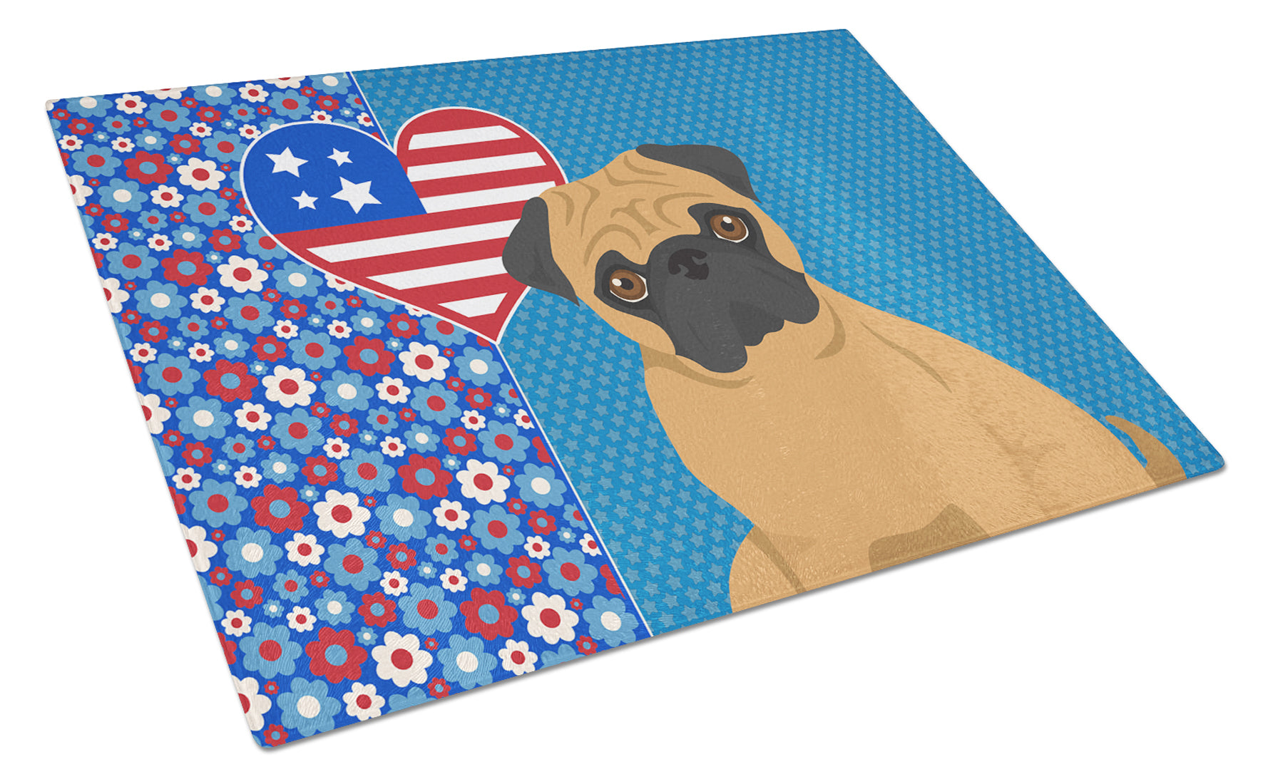 Buy this Apricot Pug USA American Glass Cutting Board Large