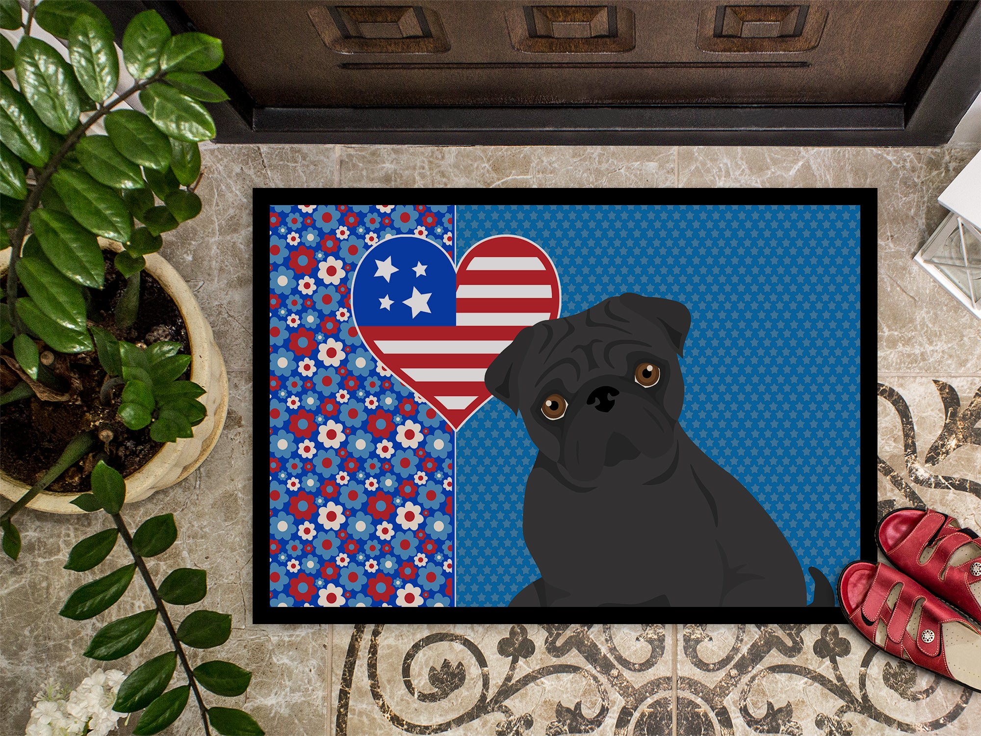Black Pug USA American Indoor or Outdoor Mat 24x36 - the-store.com