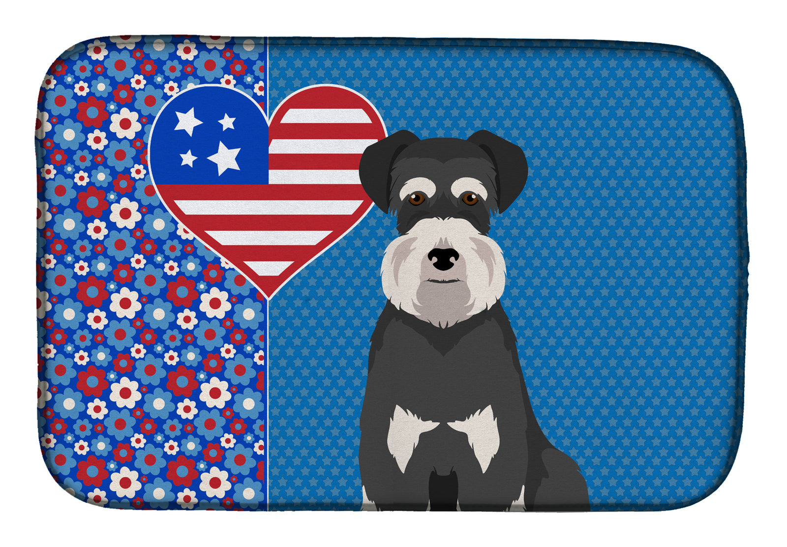 Black and Silver Natural Ears Schnauzer USA American Dish Drying Mat  the-store.com.