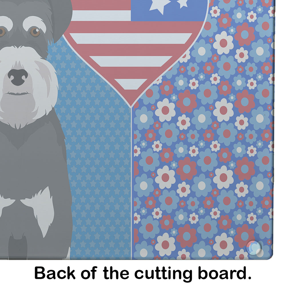 Black and Silver Natural Ears Schnauzer USA American Glass Cutting Board Large - the-store.com