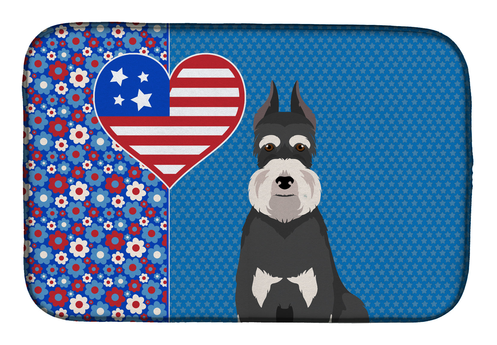 Black and Silver Schnauzer USA American Dish Drying Mat  the-store.com.