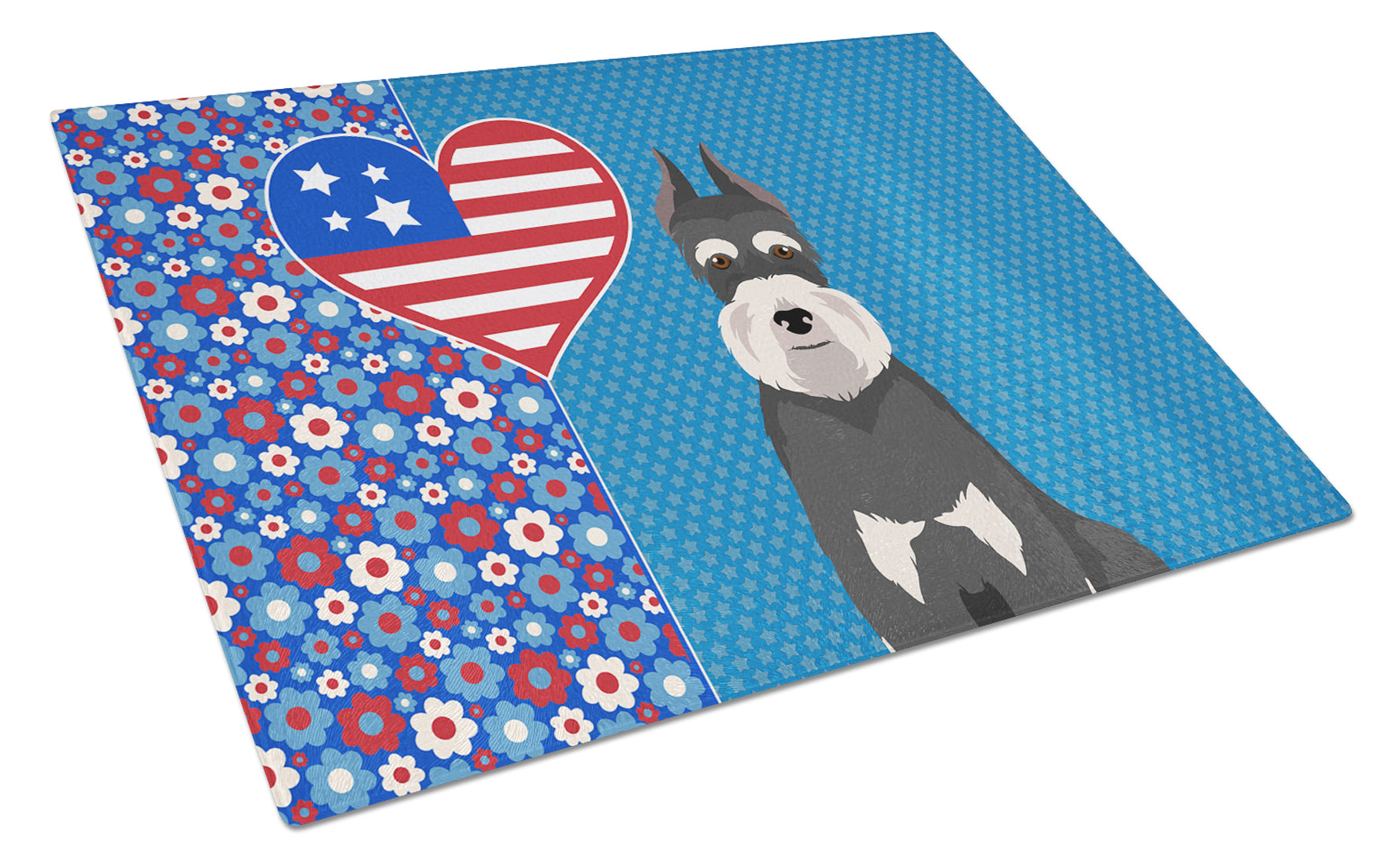 Buy this Black and Silver Schnauzer USA American Glass Cutting Board Large
