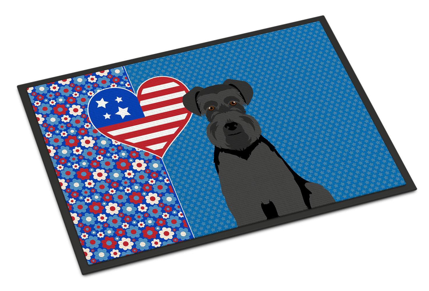 Buy this Black Natural Ears Schnauzer USA American Indoor or Outdoor Mat 24x36