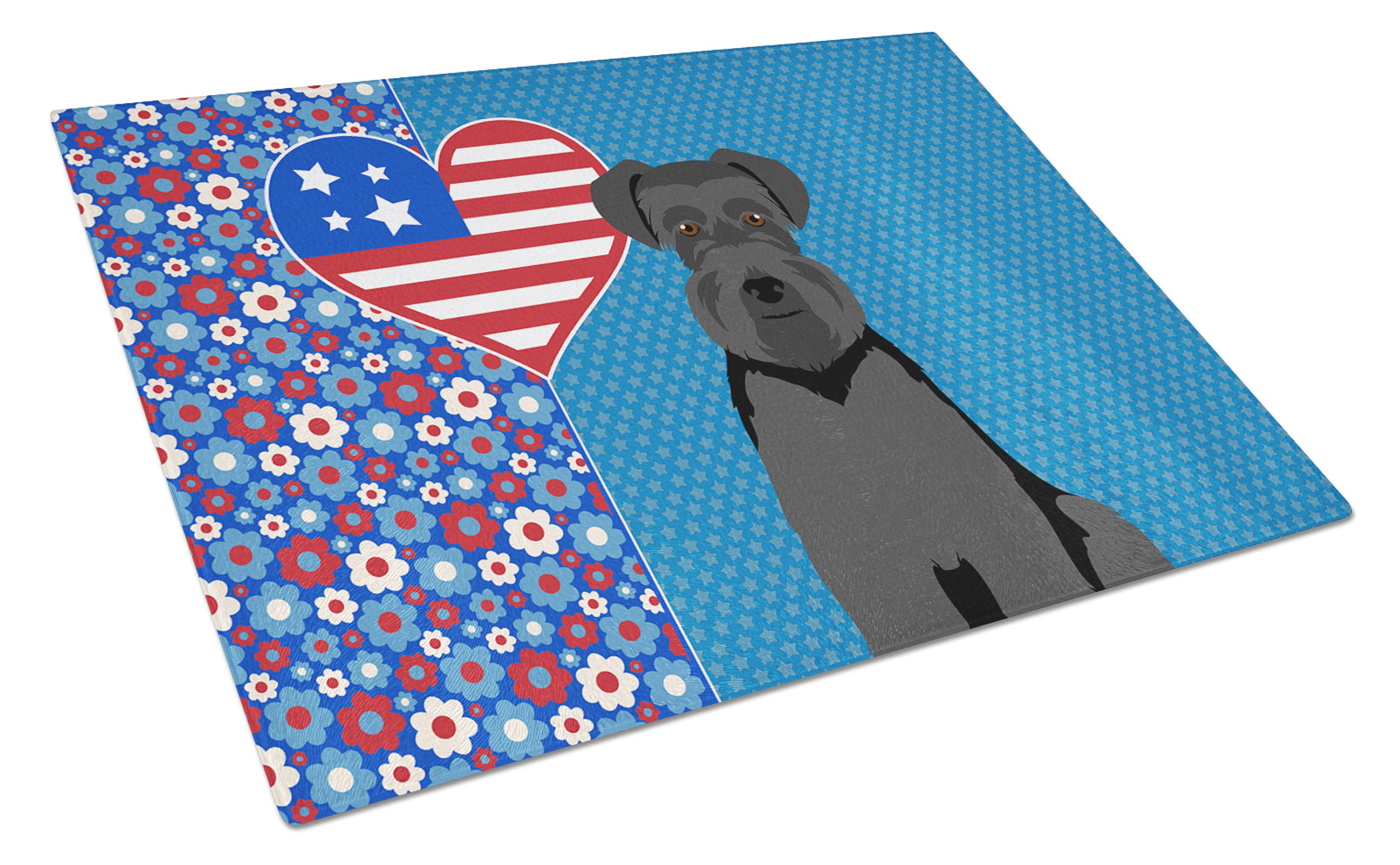 Buy this Black Natural Ears Schnauzer USA American Glass Cutting Board Large