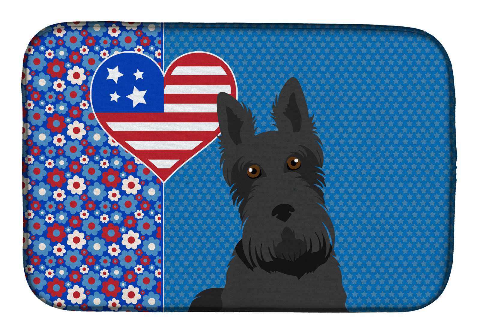 Black Scottish Terrier USA American Dish Drying Mat