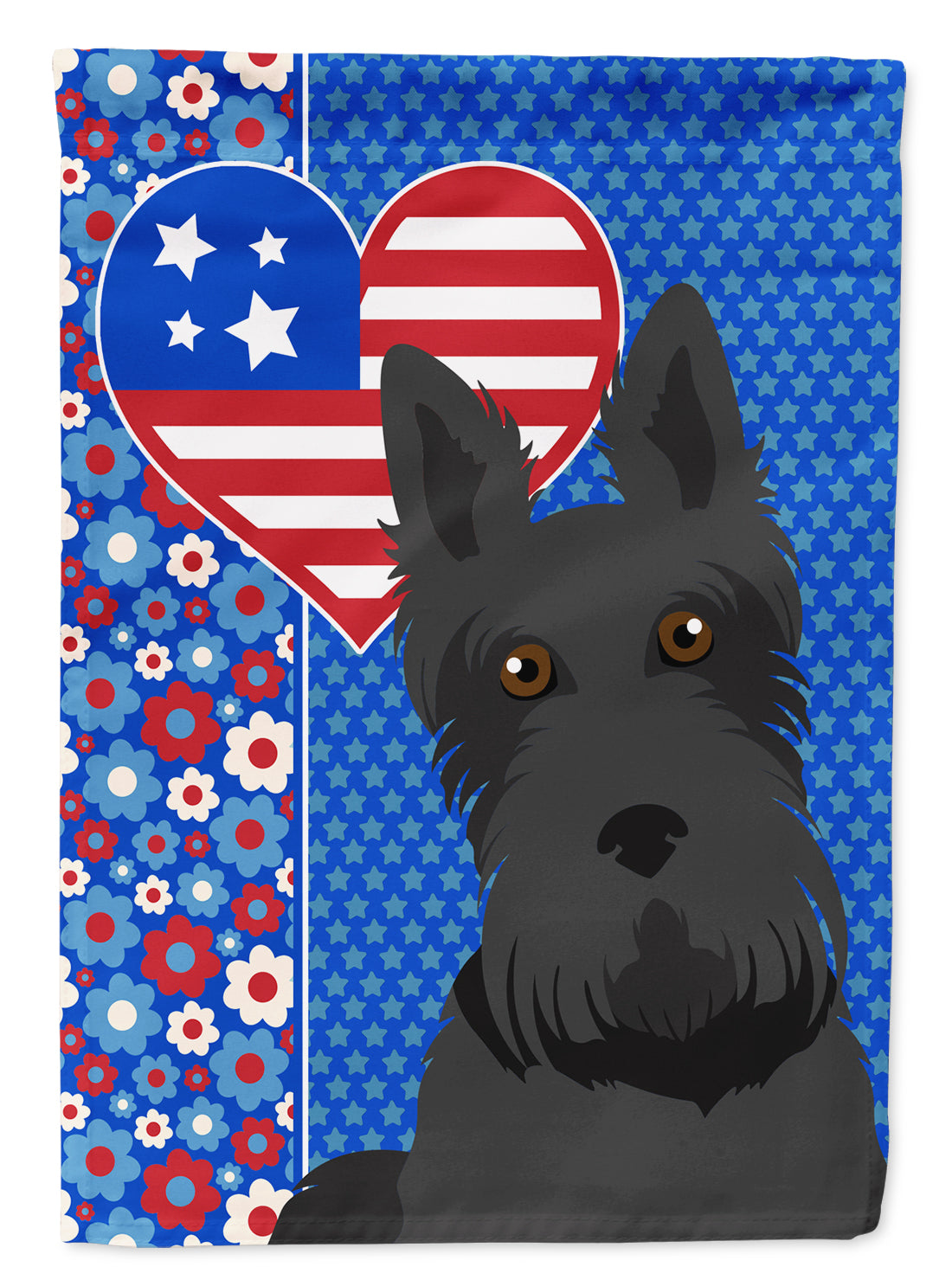 Black Scottish Terrier USA American Flag Garden Size