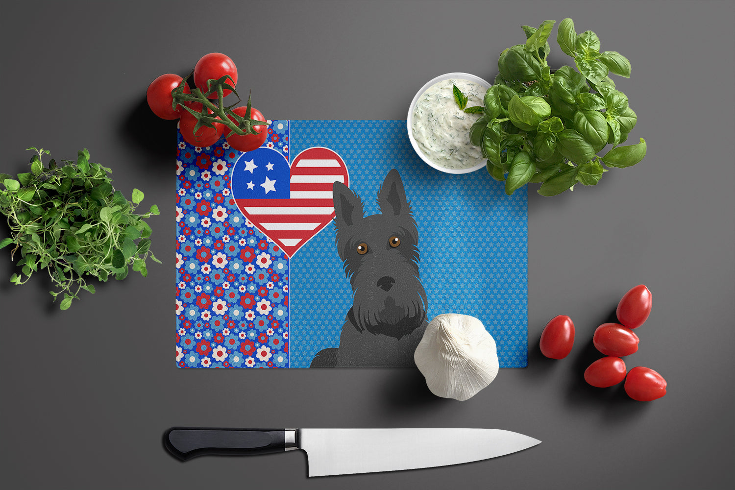 Black Scottish Terrier USA American Glass Cutting Board Large - the-store.com