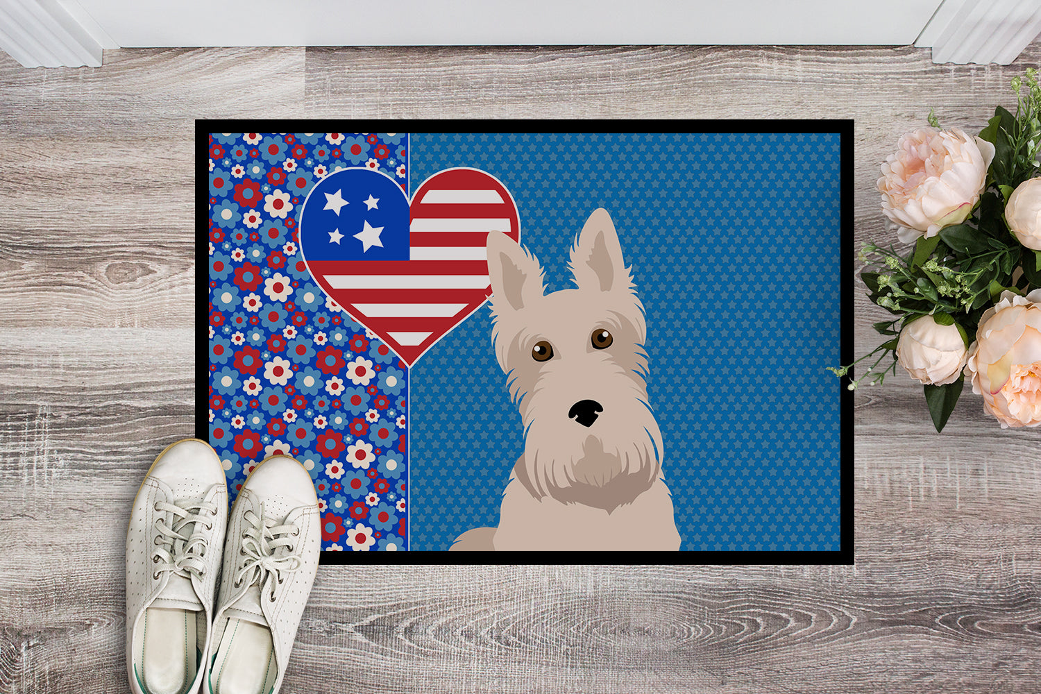 Wheaten Scottish Terrier USA American Indoor or Outdoor Mat 24x36 - the-store.com