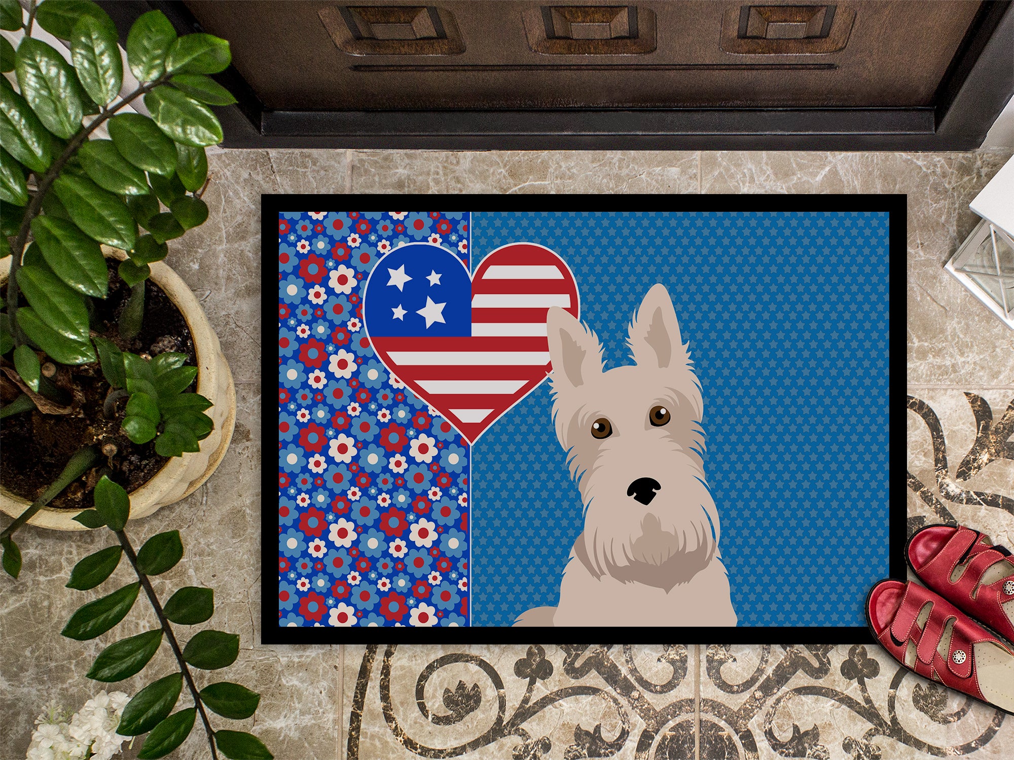 Wheaten Scottish Terrier USA American Indoor or Outdoor Mat 24x36 - the-store.com