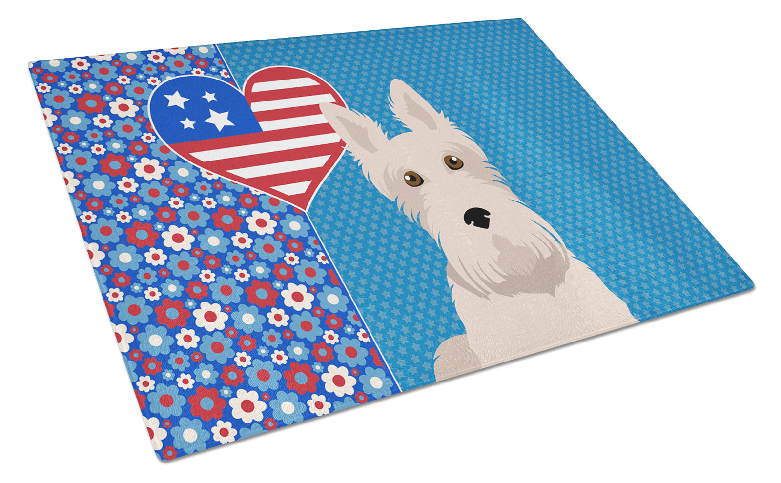 Buy this Wheaten Scottish Terrier USA American Glass Cutting Board Large