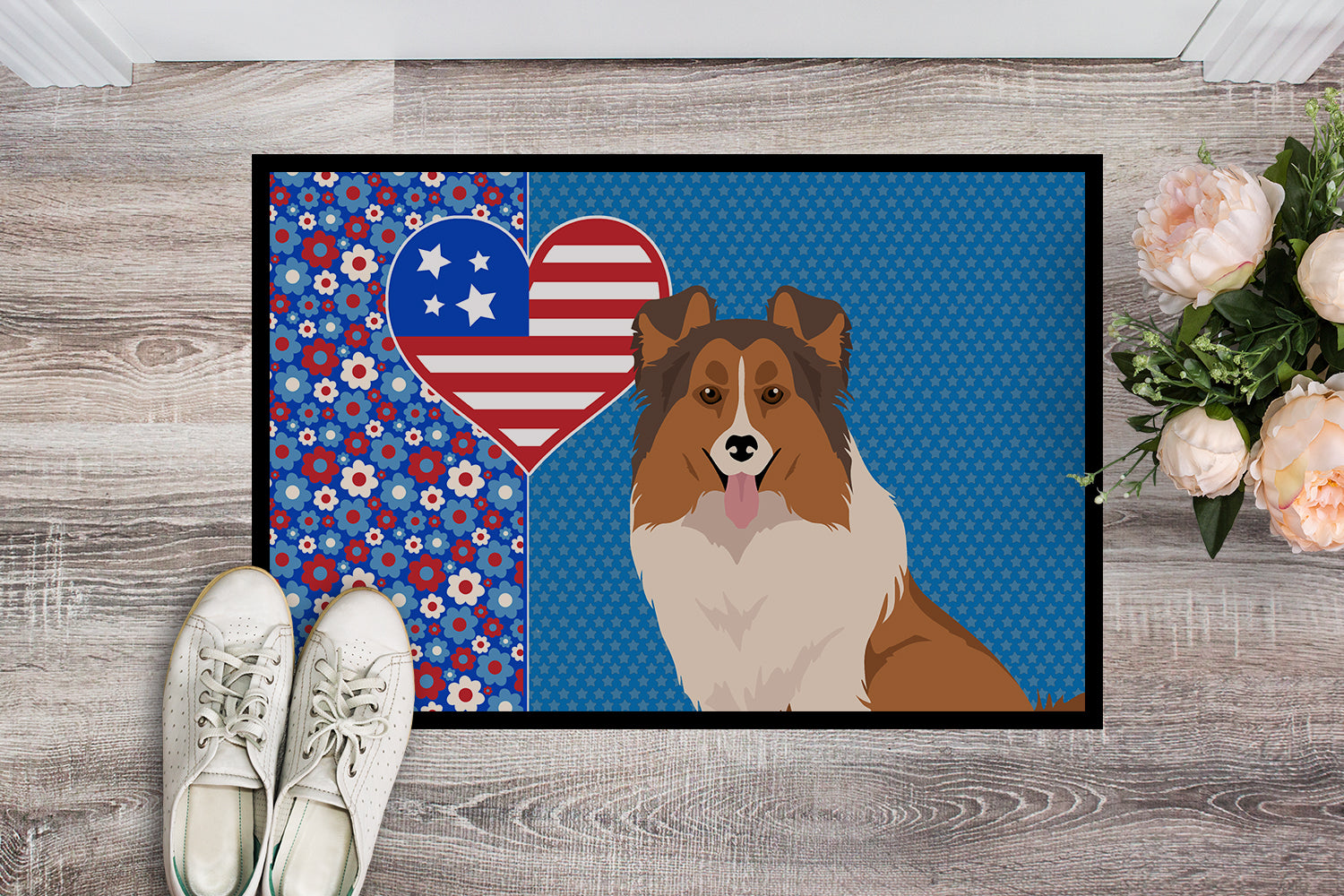 Sable Sheltie USA American Indoor or Outdoor Mat 24x36 - the-store.com