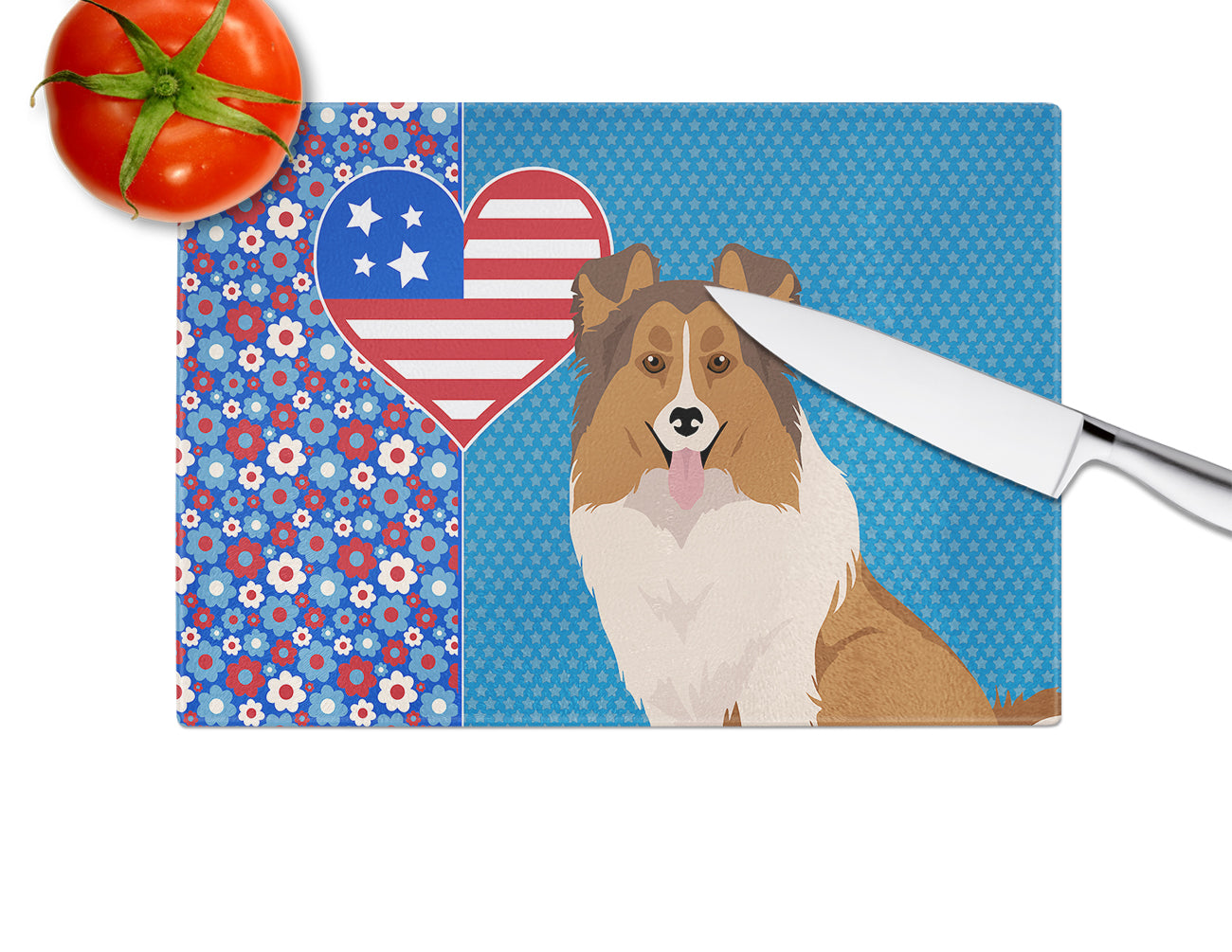 Sable Sheltie USA American Glass Cutting Board Large - the-store.com