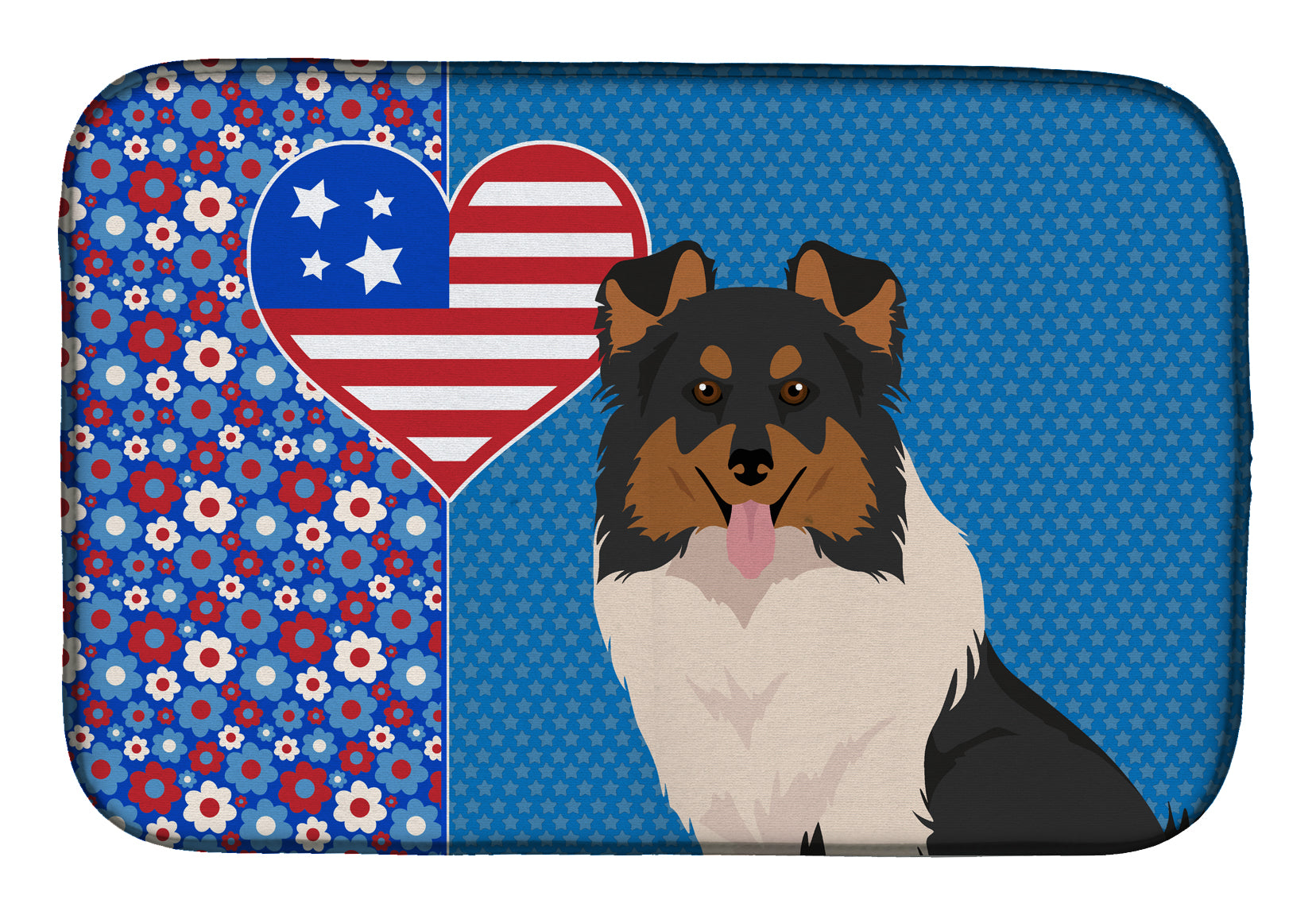 Tricolor Sheltie USA American Dish Drying Mat