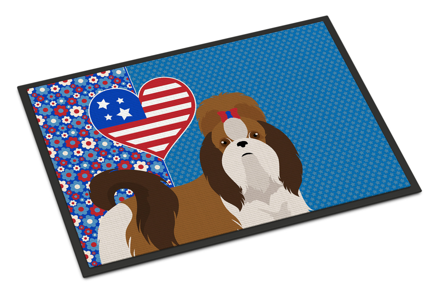 Buy this Red and White Shih Tzu USA American Indoor or Outdoor Mat 24x36