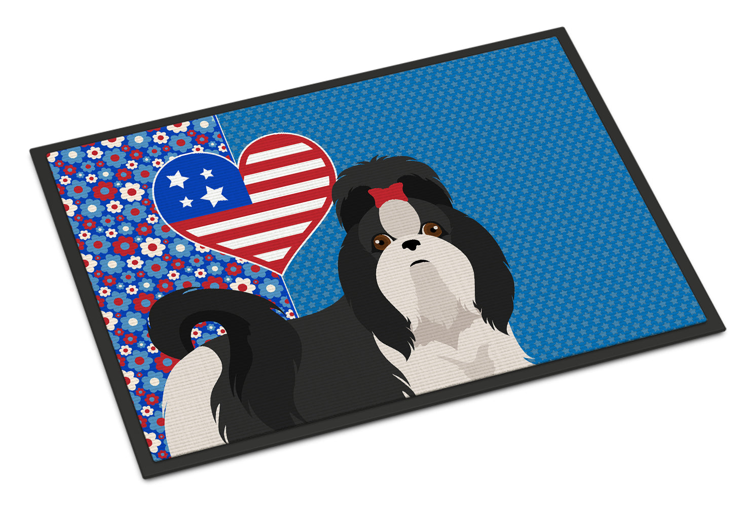 Buy this Black and White Shih Tzu USA American Indoor or Outdoor Mat 24x36