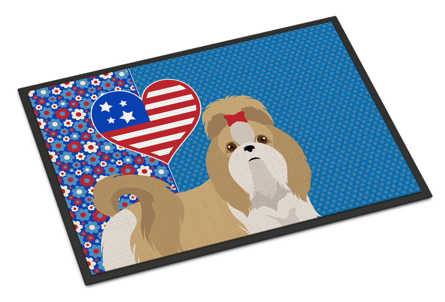 Buy this Gold and White Shih Tzu USA American Indoor or Outdoor Mat 24x36