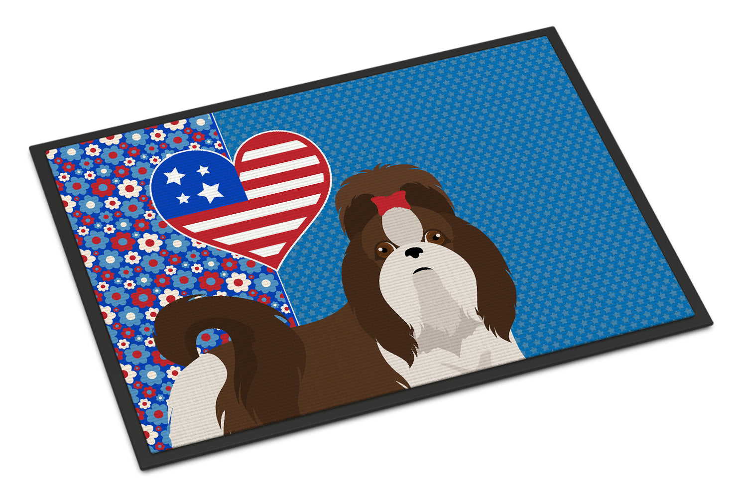 Buy this Liver and White Shih Tzu USA American Indoor or Outdoor Mat 24x36