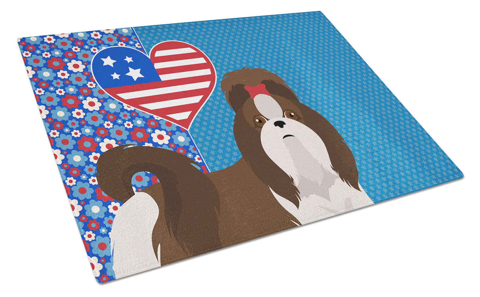 Buy this Liver and White Shih Tzu USA American Glass Cutting Board Large