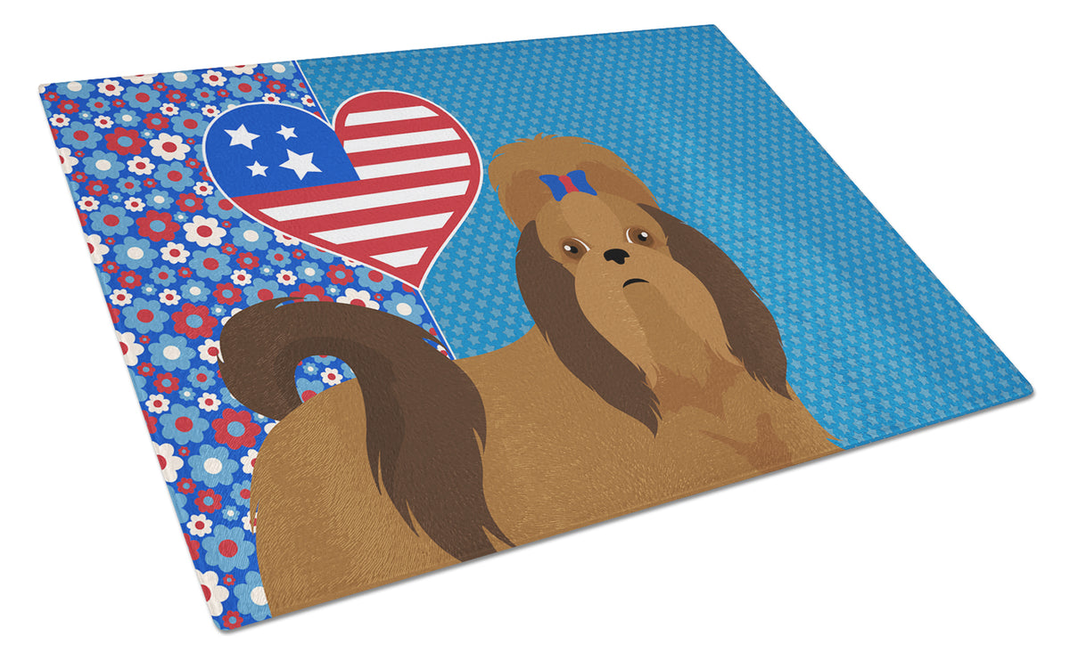 Buy this Red Shih Tzu USA American Glass Cutting Board Large
