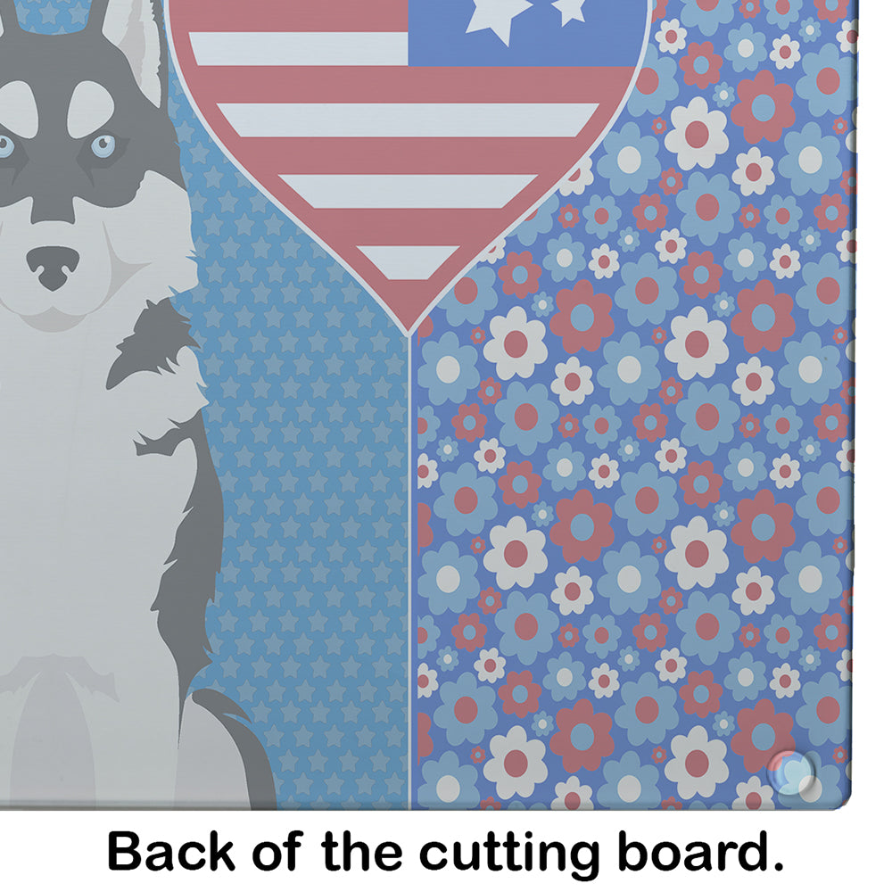 Black Siberian Husky USA American Glass Cutting Board Large - the-store.com