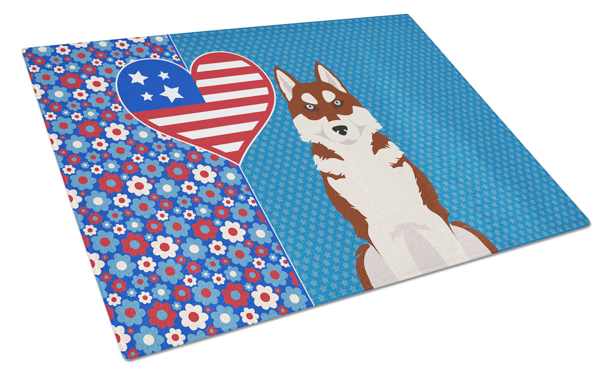 Buy this Red Siberian Husky USA American Glass Cutting Board Large