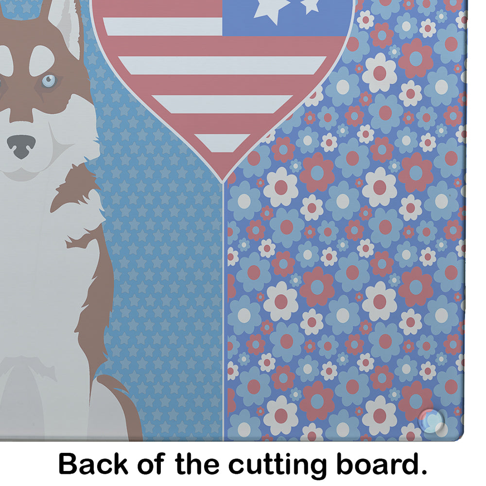Red Siberian Husky USA American Glass Cutting Board Large - the-store.com