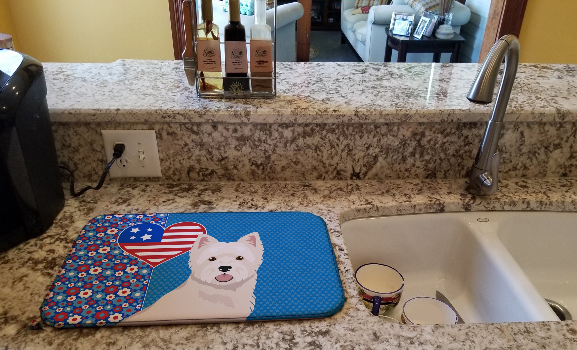 Westie West Highland White Terrier USA American Dish Drying Mat  the-store.com.