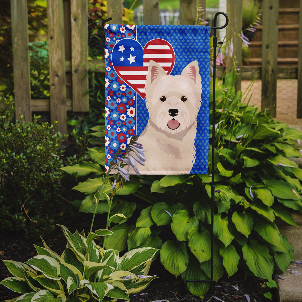 Westie West Highland White Terrier USA American Flag Garden Size  the-store.com.