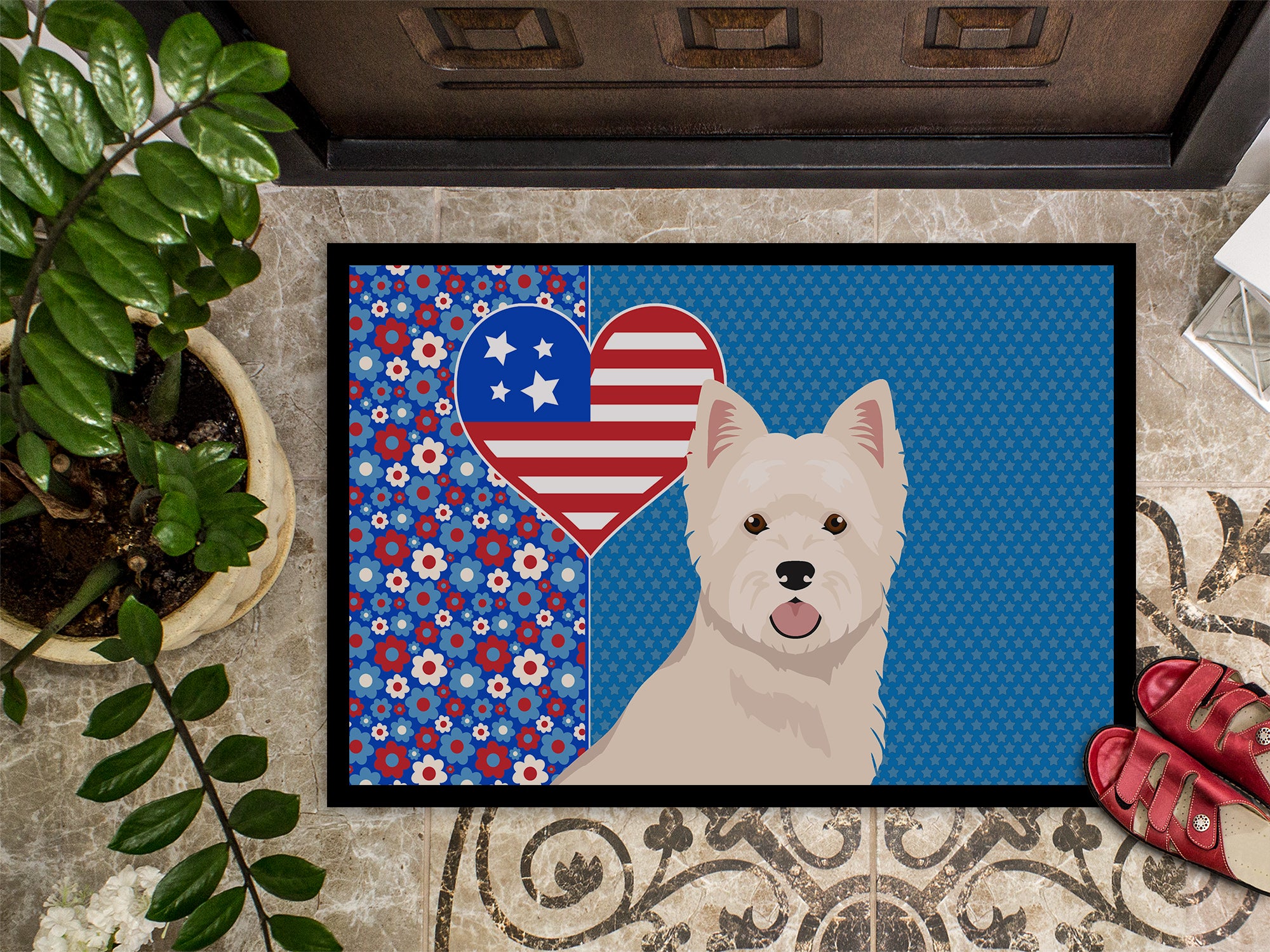 Westie West Highland White Terrier USA American Indoor or Outdoor Mat 24x36 - the-store.com