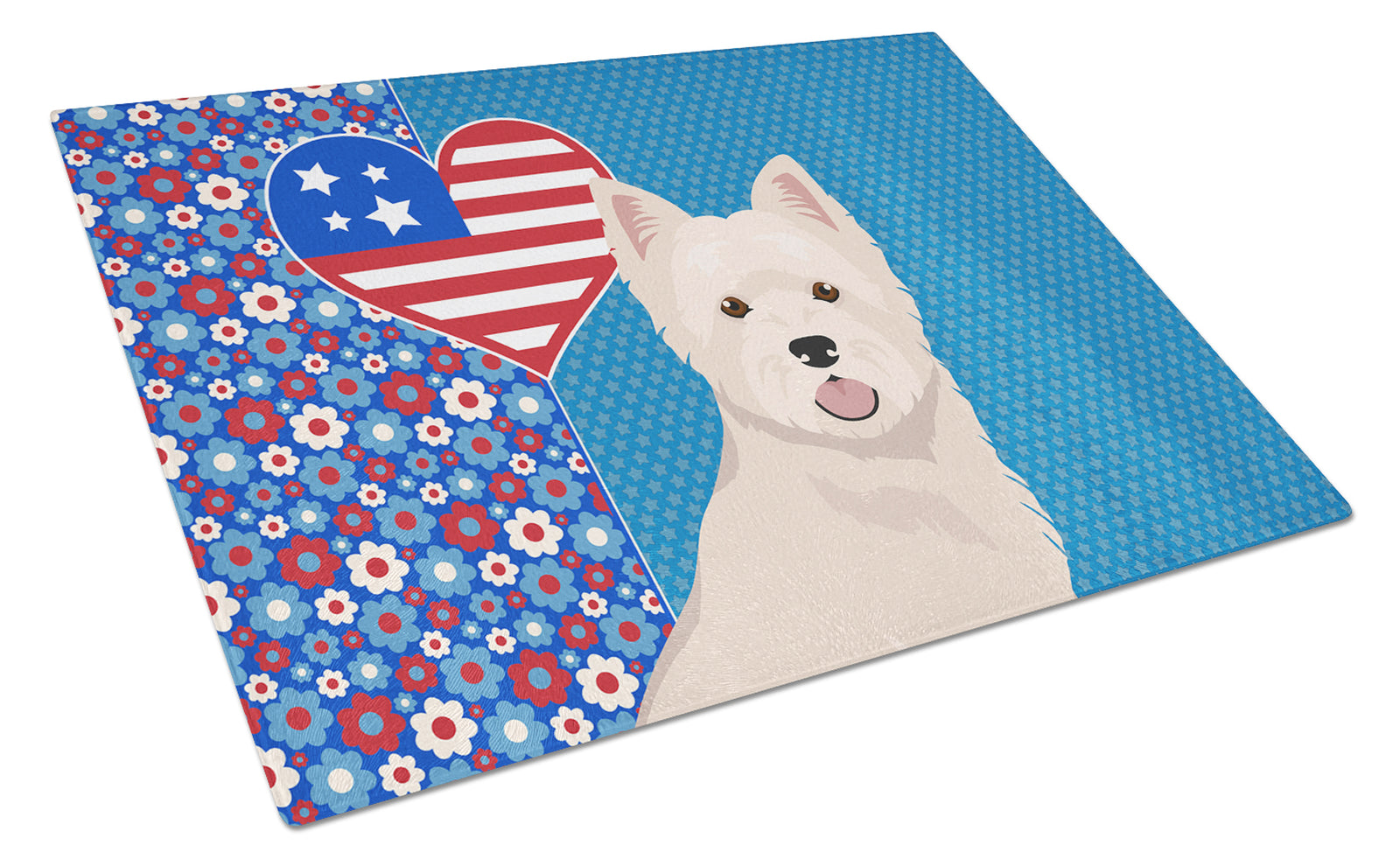 Buy this Westie West Highland White Terrier USA American Glass Cutting Board Large