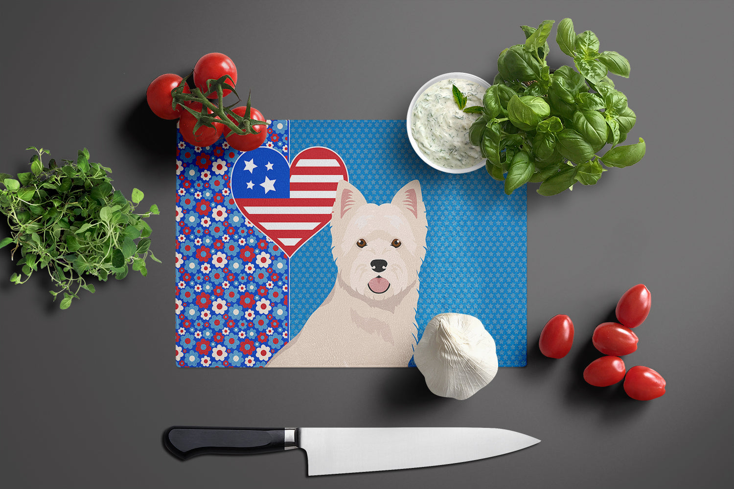 Westie West Highland White Terrier USA American Glass Cutting Board Large - the-store.com