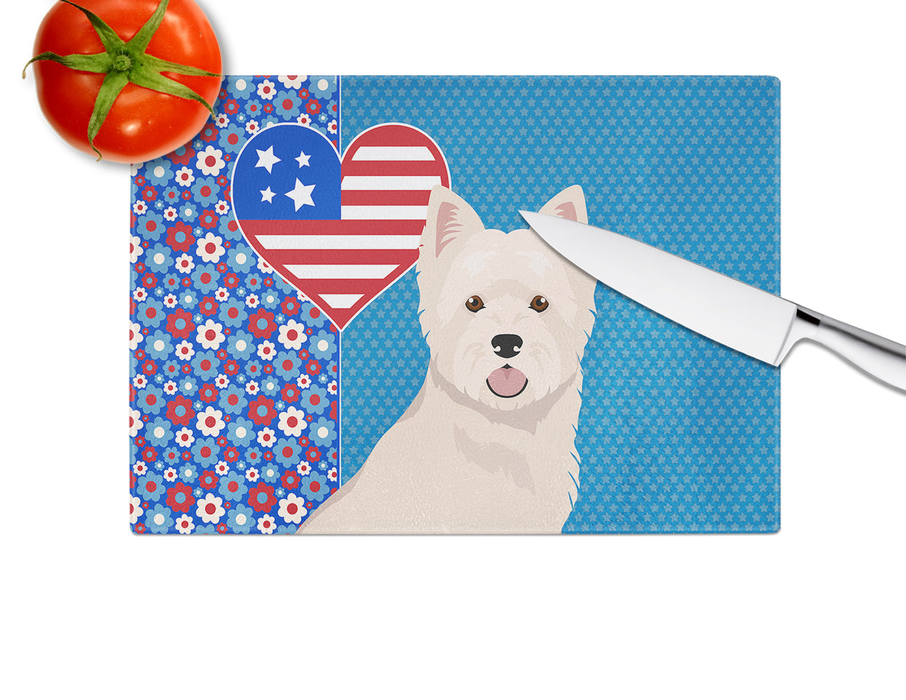 Westie West Highland White Terrier USA American Glass Cutting Board Large - the-store.com