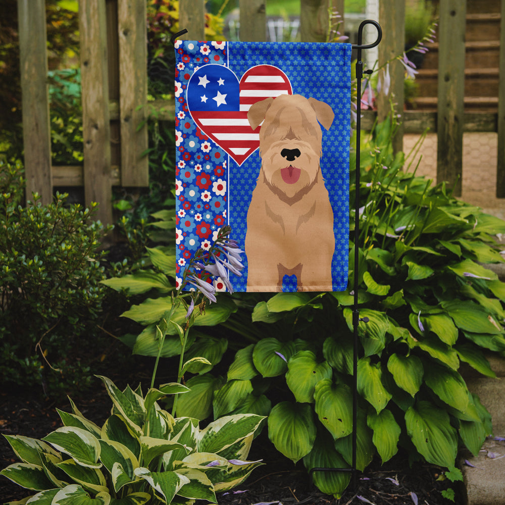 Red Wheaten Terrier USA American Flag Garden Size  the-store.com.