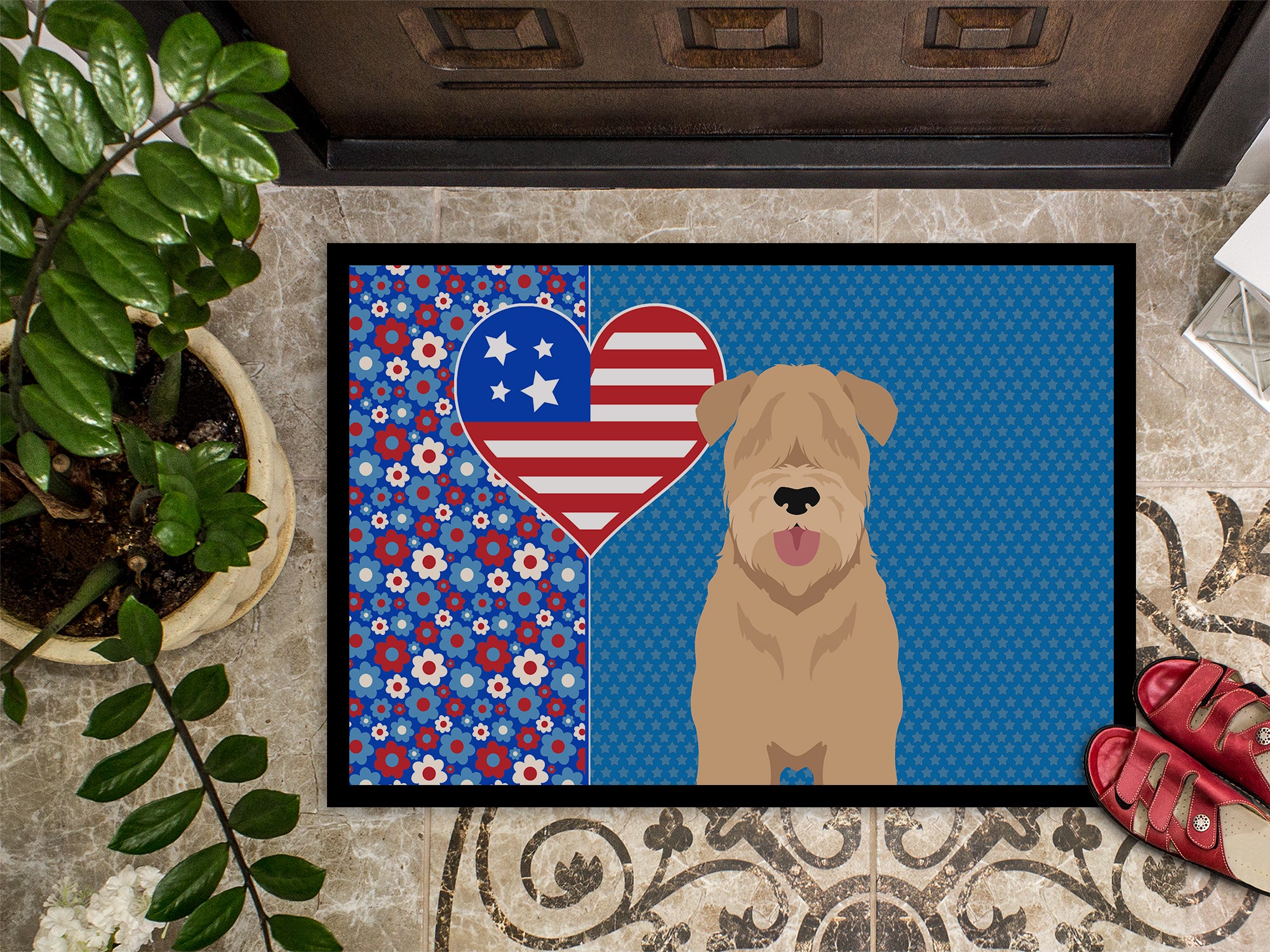 Red Wheaten Terrier USA American Indoor or Outdoor Mat 24x36 - the-store.com