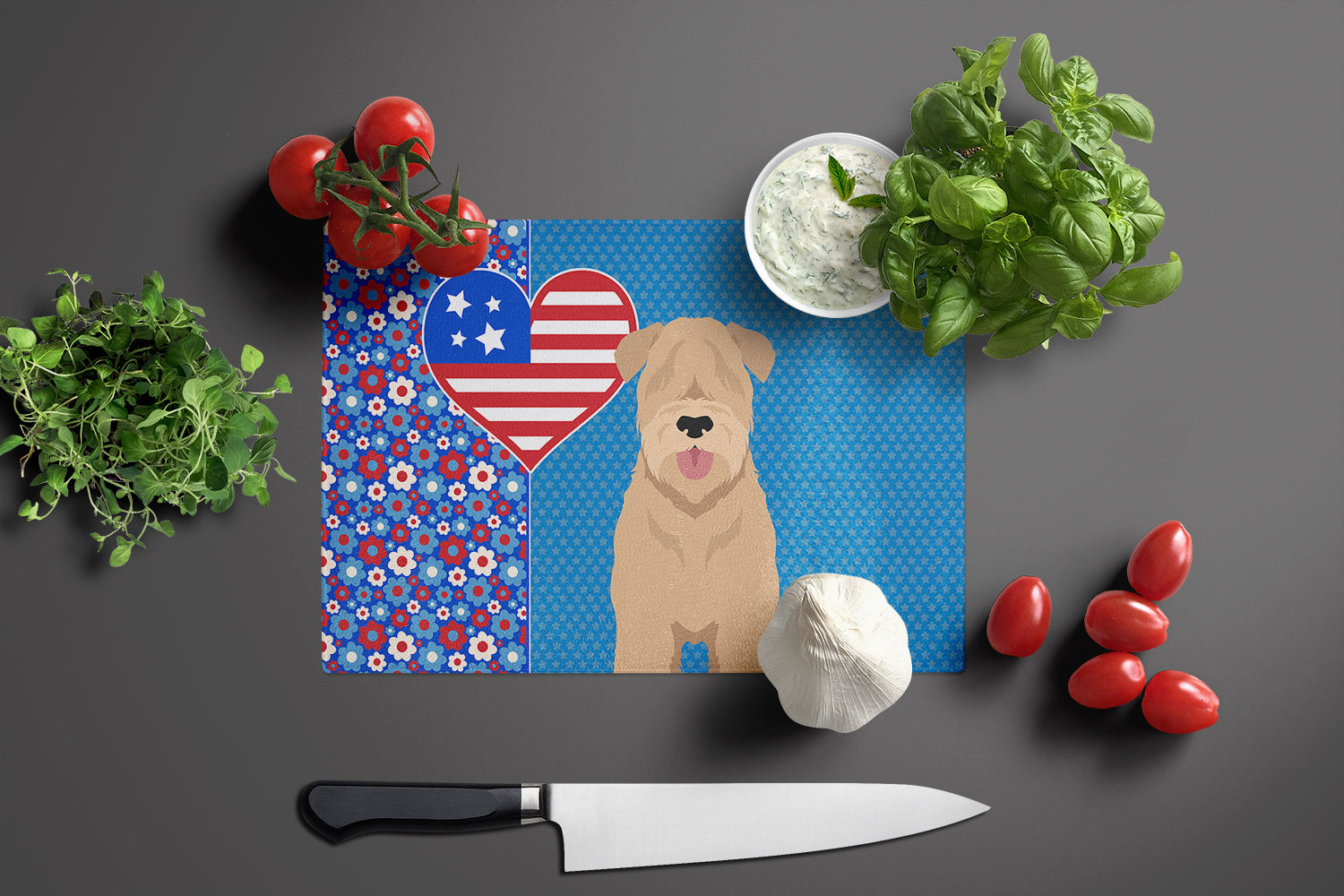 Red Wheaten Terrier USA American Glass Cutting Board Large - the-store.com