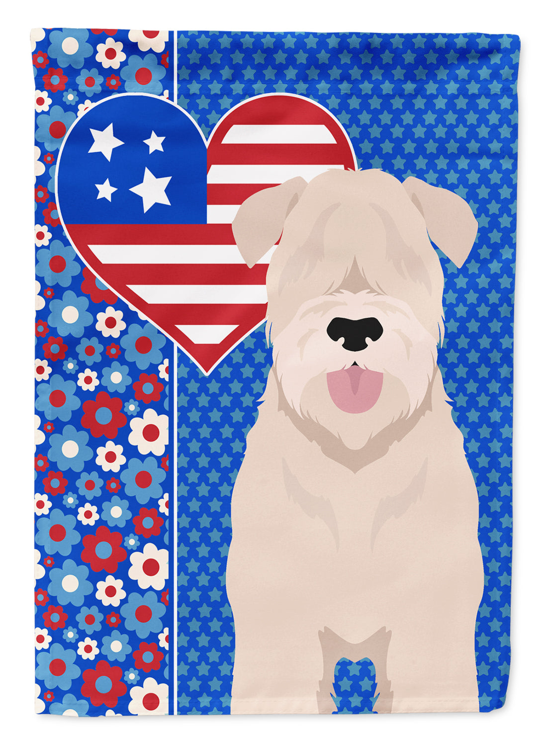 Soft Coated Wheaten Terrier USA American Flag Garden Size  the-store.com.