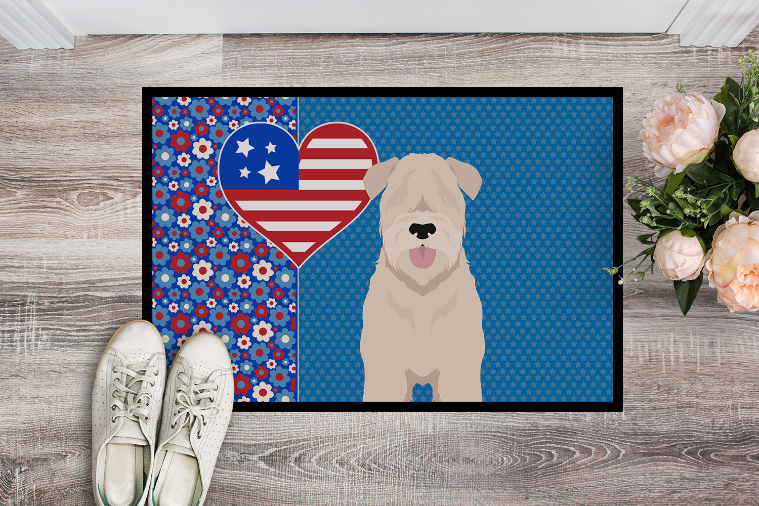 Buy this Soft Coated Wheaten Terrier USA American Indoor or Outdoor Mat 24x36