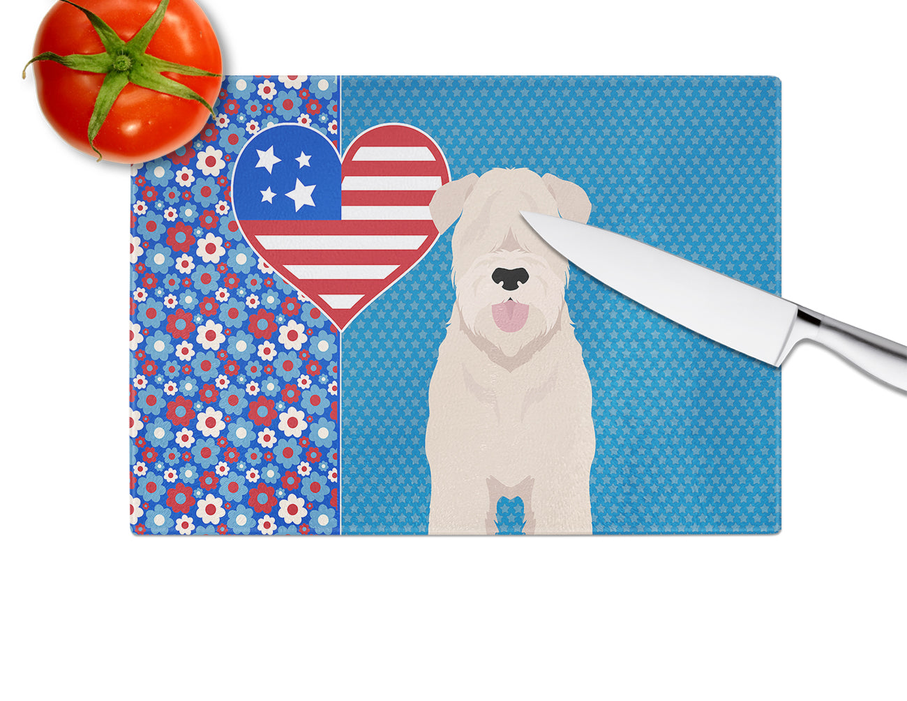 Soft Coated Wheaten Terrier USA American Glass Cutting Board Large - the-store.com