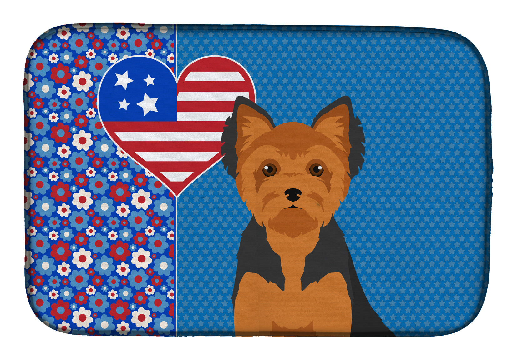 Black and Tan Puppy Cut Yorkshire Terrier USA American Dish Drying Mat