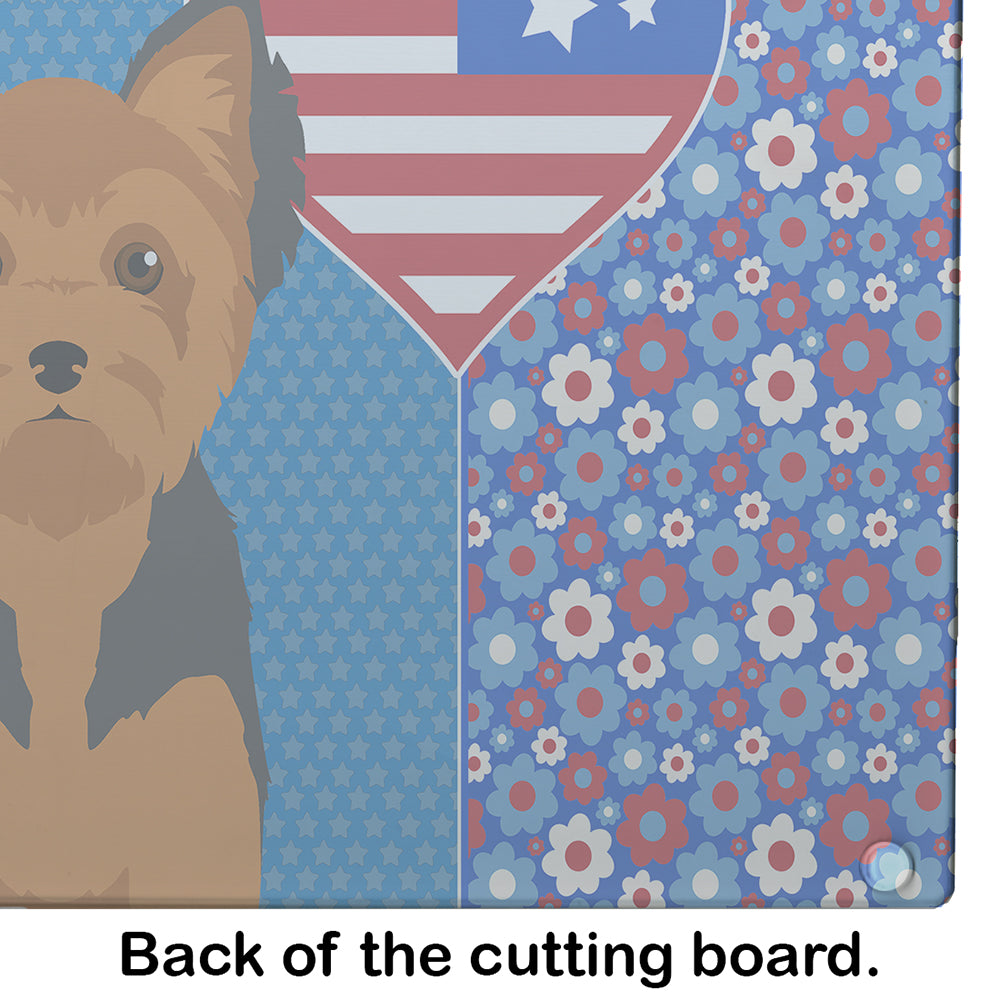 Black and Tan Puppy Cut Yorkshire Terrier USA American Glass Cutting Board Large - the-store.com