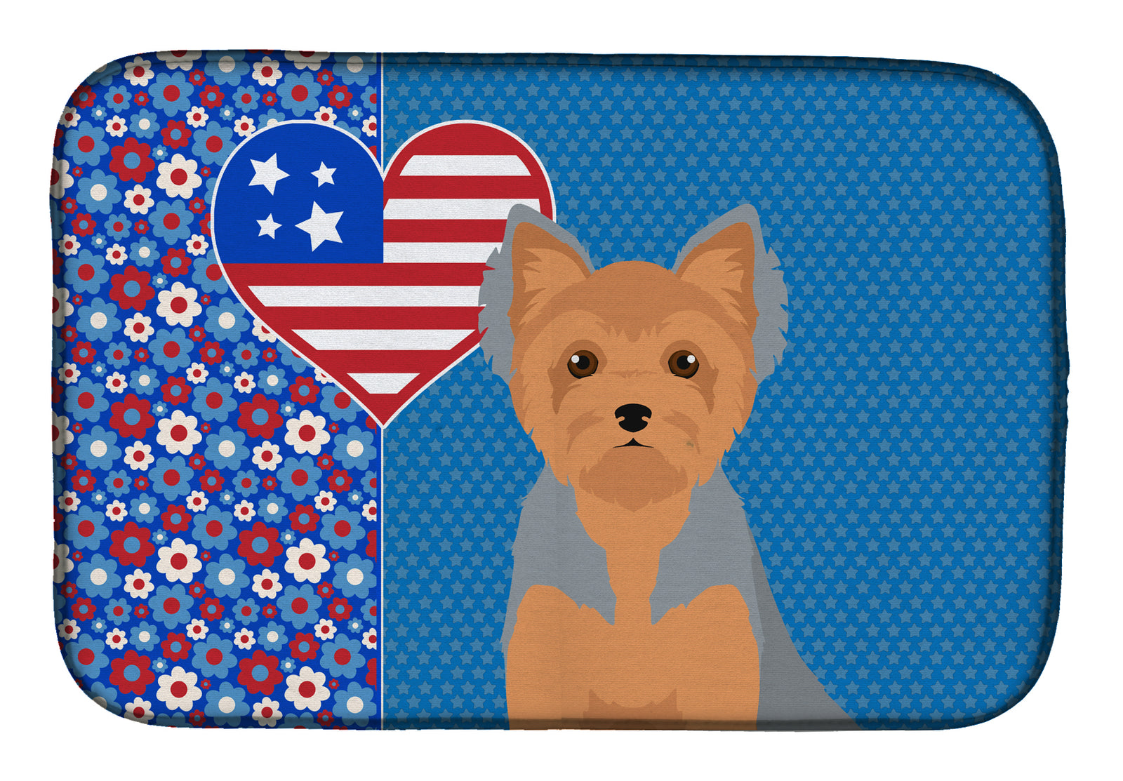 Blue and Tan Puppy Cut Yorkshire Terrier USA American Dish Drying Mat  the-store.com.