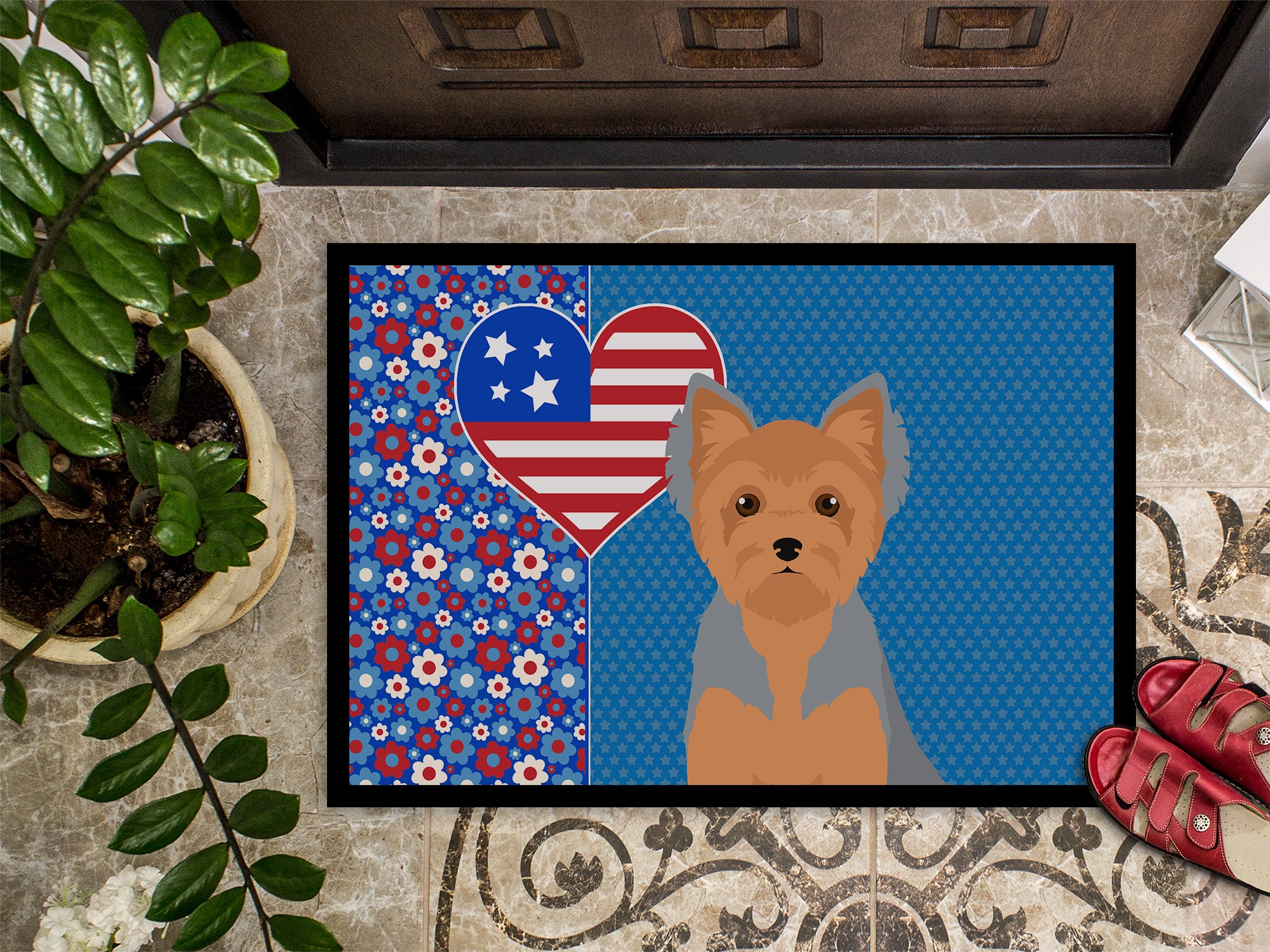 Blue and Tan Puppy Cut Yorkshire Terrier USA American Indoor or Outdoor Mat 24x36 - the-store.com