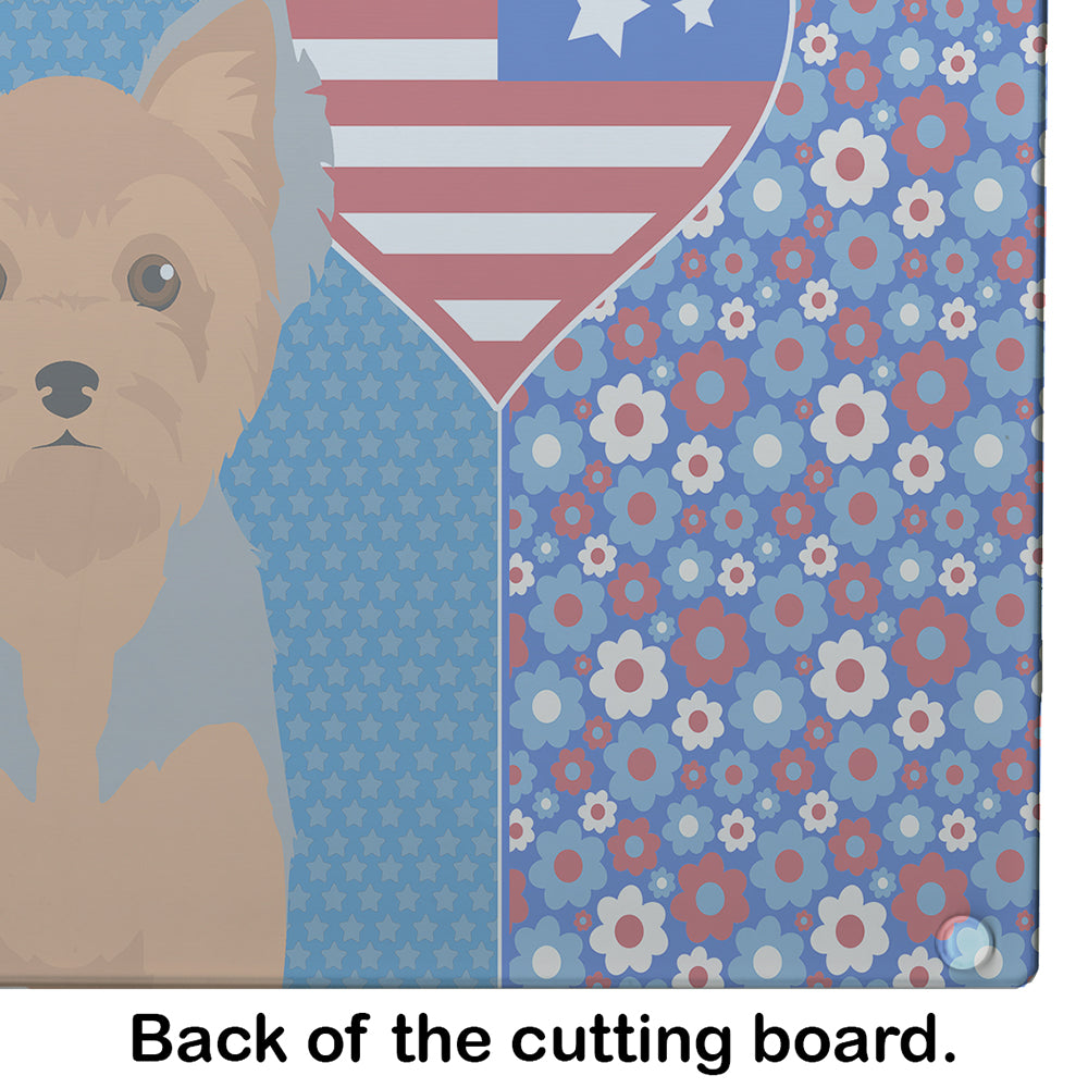 Blue and Tan Puppy Cut Yorkshire Terrier USA American Glass Cutting Board Large - the-store.com