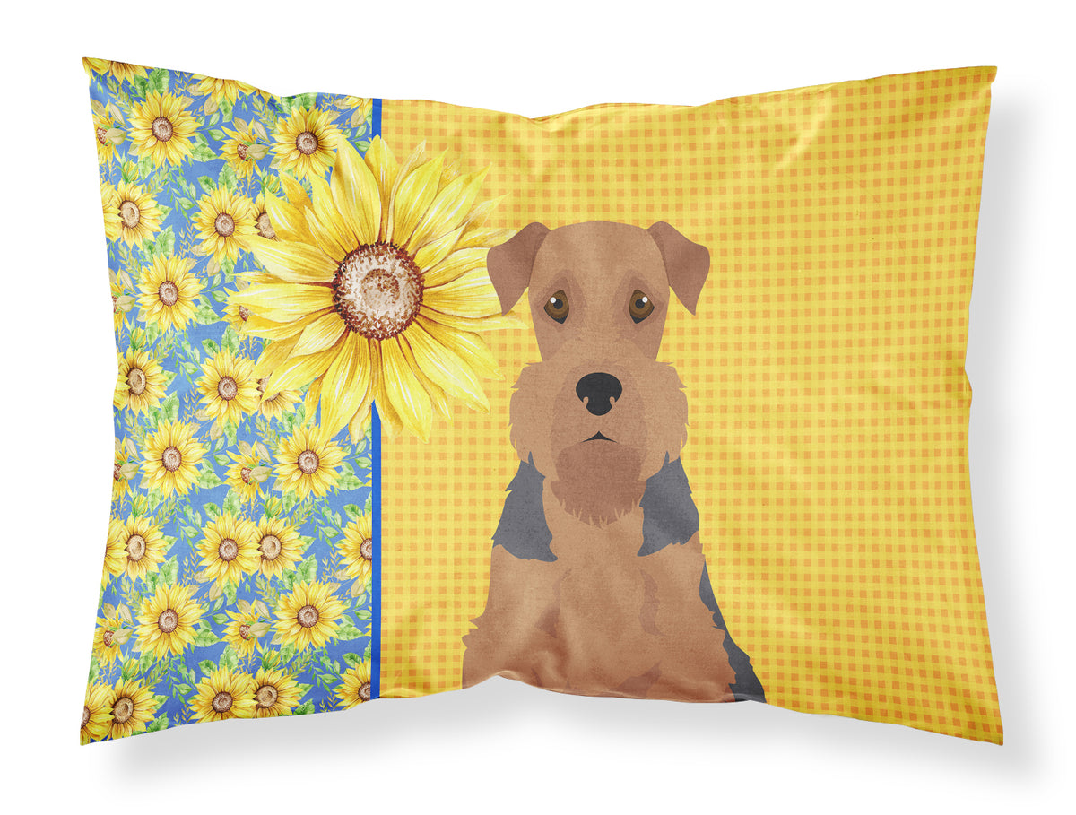Buy this Summer Sunflowers Grizzle and Tan Airedale Terrier Fabric Standard Pillowcase