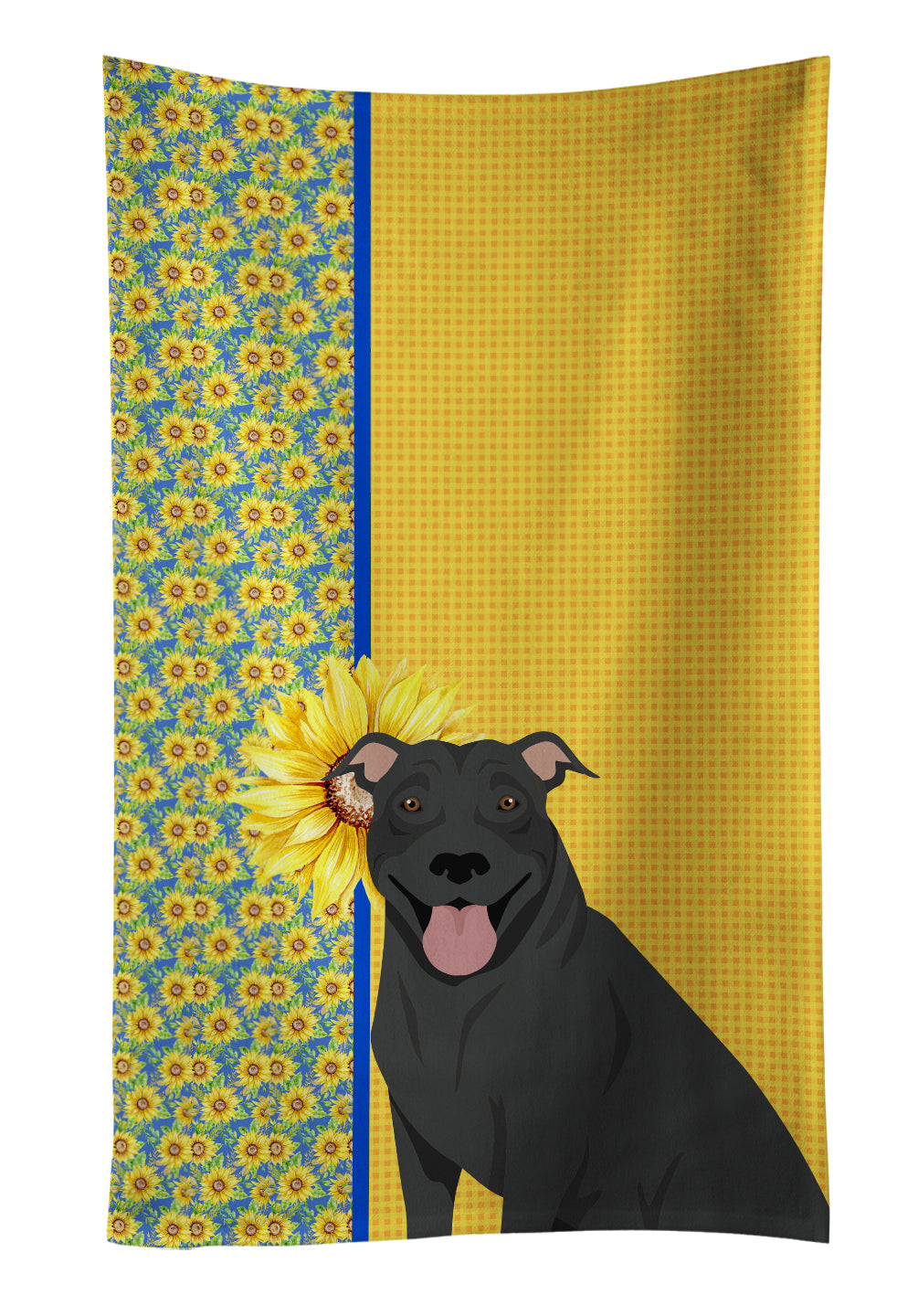 Buy this Summer Sunflowers Black Pit Bull Terrier Kitchen Towel