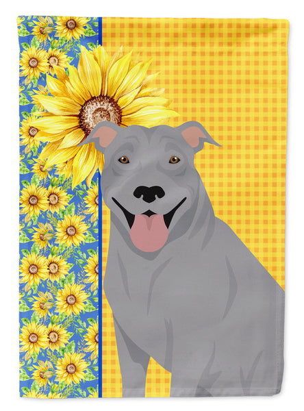 Summer Sunflowers Blue Pit Bull Terrier Flag Garden Size